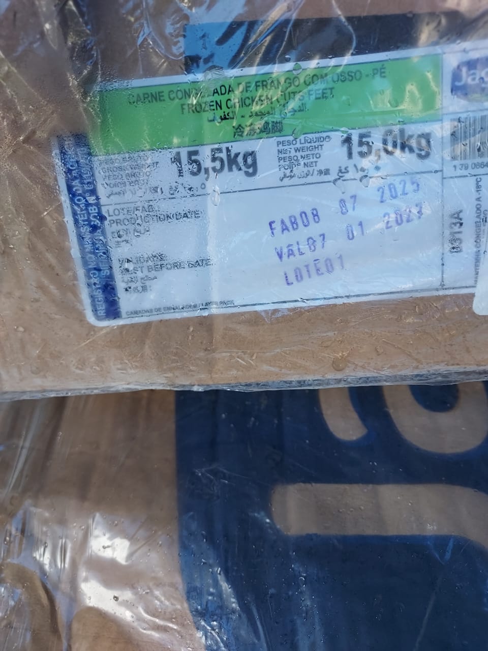 Jagua — Pattes de poulet — caisse export (photo réception)